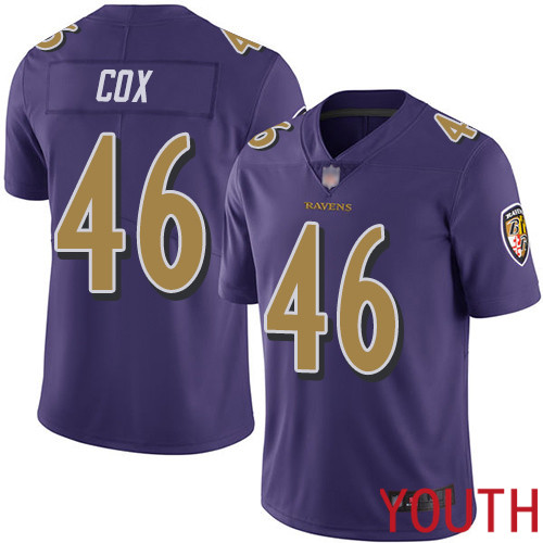 Baltimore Ravens Limited Purple Youth Morgan Cox Jersey NFL Football 46 Rush Vapor Untouchable